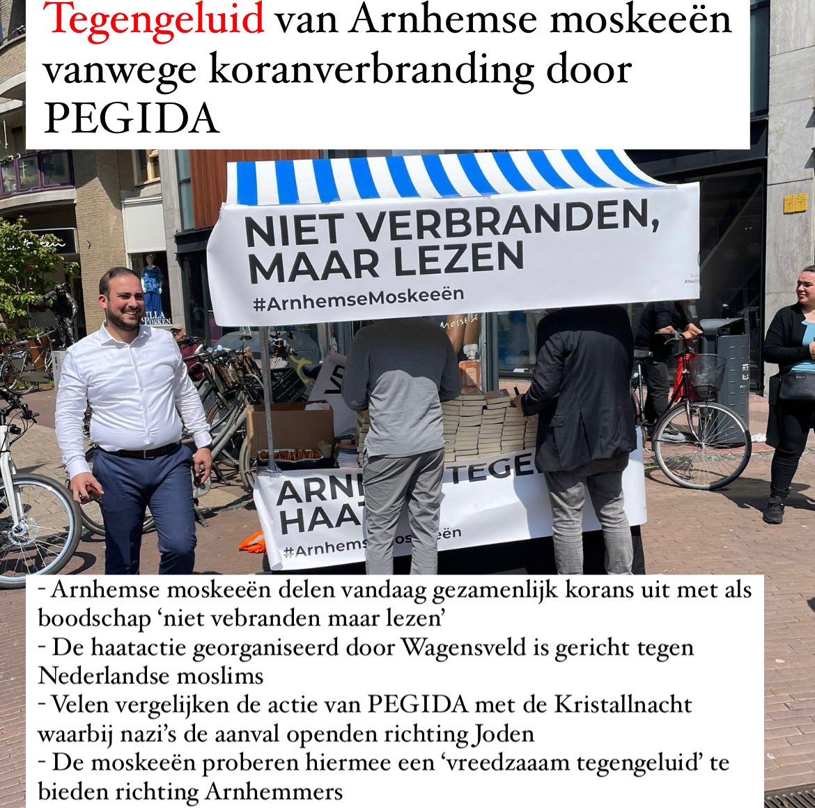 Islamitische gemeenschap ligt niet wakker van haatzaaier Wagensveld en negeren hem volledig door een vreedzaam tegengeluid te organiseren
#Arnhem #nieuws #koranverbranding