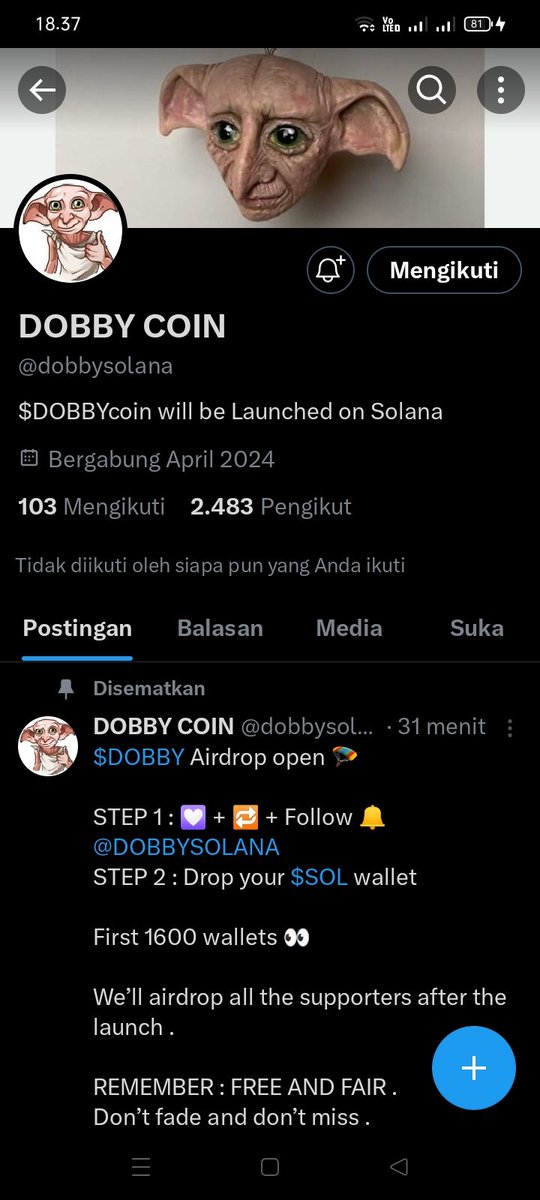 manungkalis's tweet photo. @VirusSolCoin @dobbysolana Done
CrvWZS8d9xWrRGZcQfUGprJ7hJxPzwzQxqtrFipmYQnV https://t.co/cRpKQMkl31