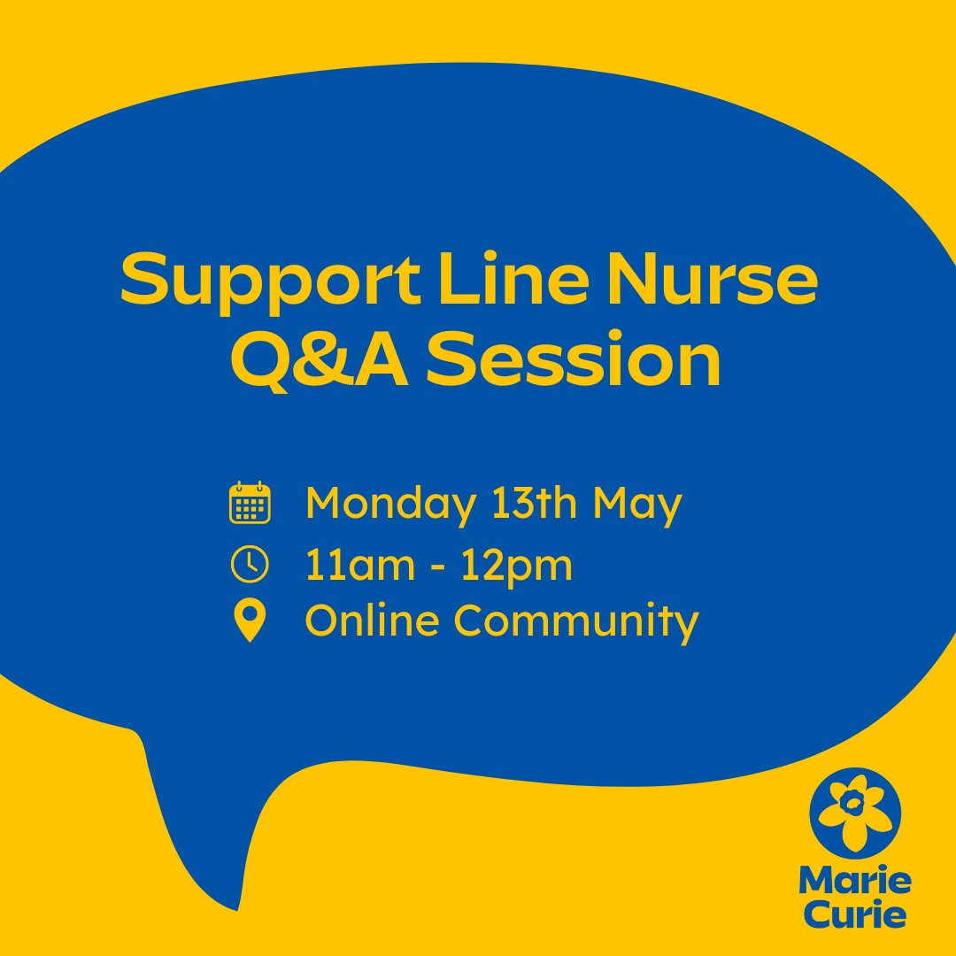 Have you got questions about terminal illness or end of life? 🤔 This #InternationalNursesDay, we'll be hosting a live Q&A session with our Information and Support Line Nurse, Jan. Head over to our Online Community to post your questions 👉 bit.ly/44ws7N0