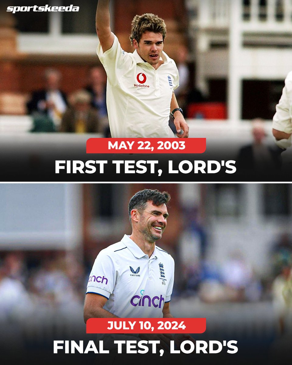 After 𝟐𝟏 𝐠𝐥𝐨𝐫𝐢𝐨𝐮𝐬 𝐲𝐞𝐚𝐫𝐬, Jimmy Anderson is bringing his illustrious Test career to a close at the 𝗟𝗢𝗥𝗗'𝗦. ❤️

#JimmyAnderson #England #CricketTwitter