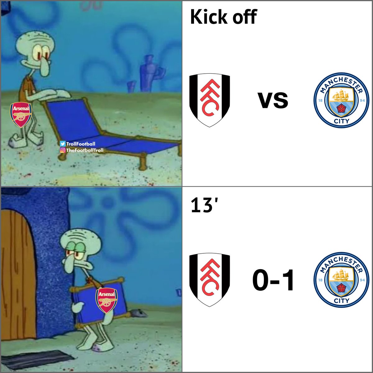 Arsenal fans watching Fulham vs Man City