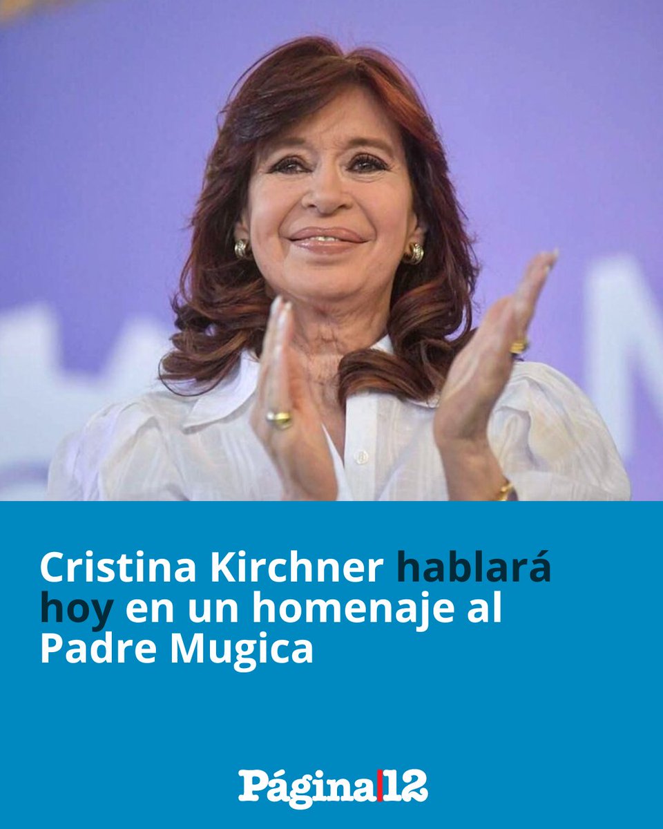 Cristina Kirchner aparecerá en público este sábado en el Instituto Patria, en un homenaje al Padre Carlos Mugica, a 50 años de su asesinato por la Triple A. [bit.ly/4dOQOc7]