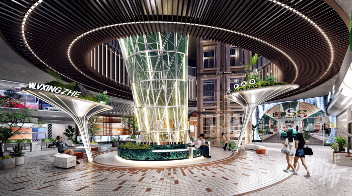 🎉Qingchun Spring Square in #Hangzhou has made a comeback as a multi-purpose #plaza. To provide visitors with a more immersive experience, the above-ground plaza has been integrated with sunken commercial areas🛍️ and feature extensive green spaces with a 'Qiantang Tide' theme.