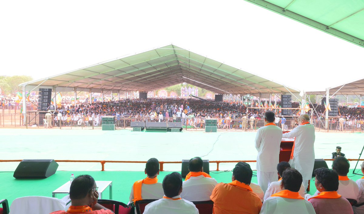 The Congress has a generational history of betraying the nation with false promises. Only Modi Ji has transformed the lives of millions of poor people by ushering in prosperity through a myriad of welfare initiatives. Addressed a euphoric public rally in Chevalla, Telangana.