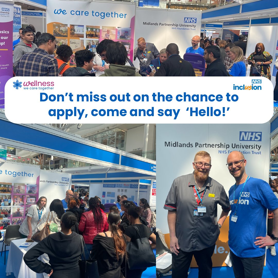 Another busy day at Health & Social Care Job Show! @WellnessMPFT and @Inclusion_NHS teams representing @mpftnhs. Don’t miss out on the chance to come and talk to us directly at the show! @londonjobshow #HSCjobshow #health #healthandsocialcarejobslive #healthcare #healthcarejobs