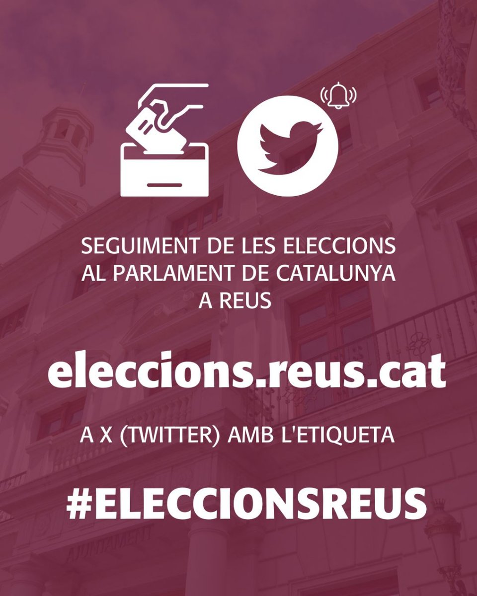 L'Ajuntament de Reus ha previst per aquest diumenge, 12 de maig, un ampli dispositiu per facilitar el desenvolupament i difusió de la informació durant la jornada de les eleccions al Parlament de Catalunya 🗳️ ℹ️ reus.cat/noticia/dispos… #EleccionsReus