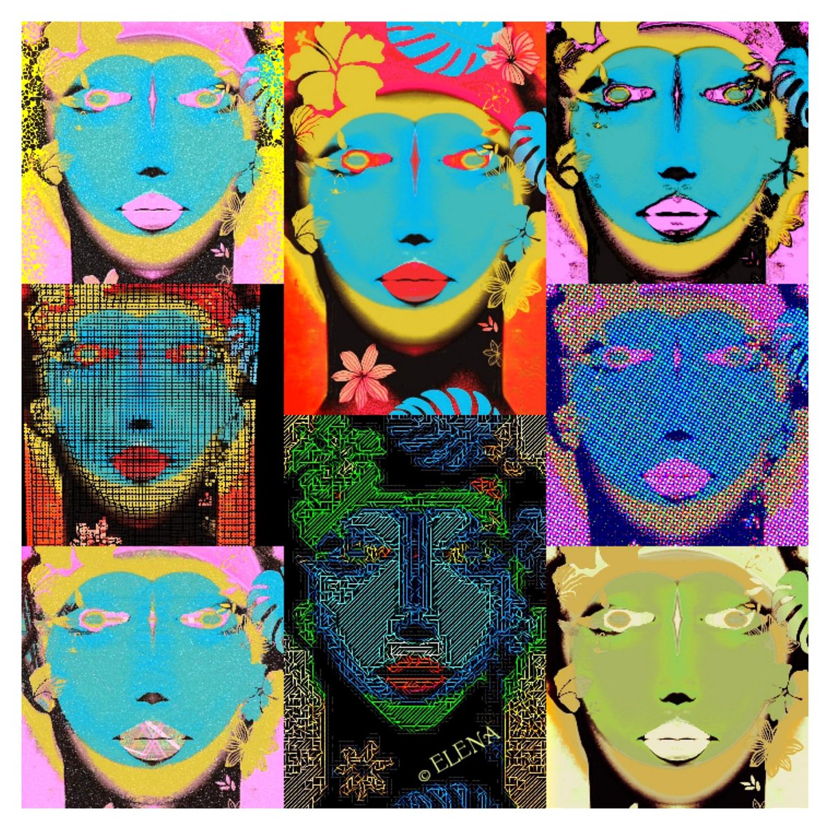 Digital. Cada miniatura es una imagen independiente #WearWomen #portrait #ImageOfTheDay #ImageEditing #digitalartwork #myart #contemporaryart #artcollectors #gallery #workinprogress