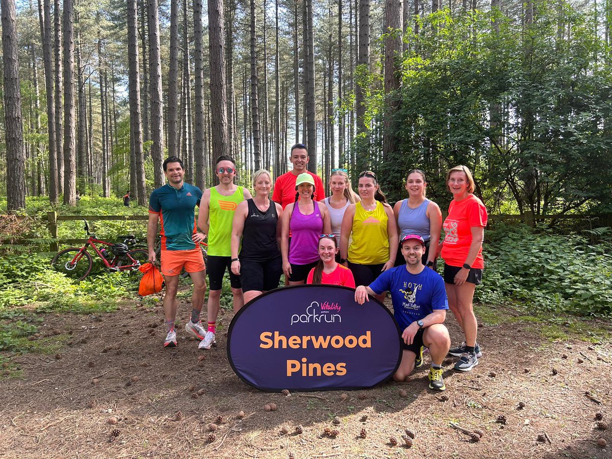 What a beautiful morning for #parkruntourism #Parkrun The fabulous Just Run Community Lincoln went to #SherwoodPines. Great course, great weather & the teams cheering got me over the finish line still breathing 😮‍💨 
@parkrunUK #LincsConnect