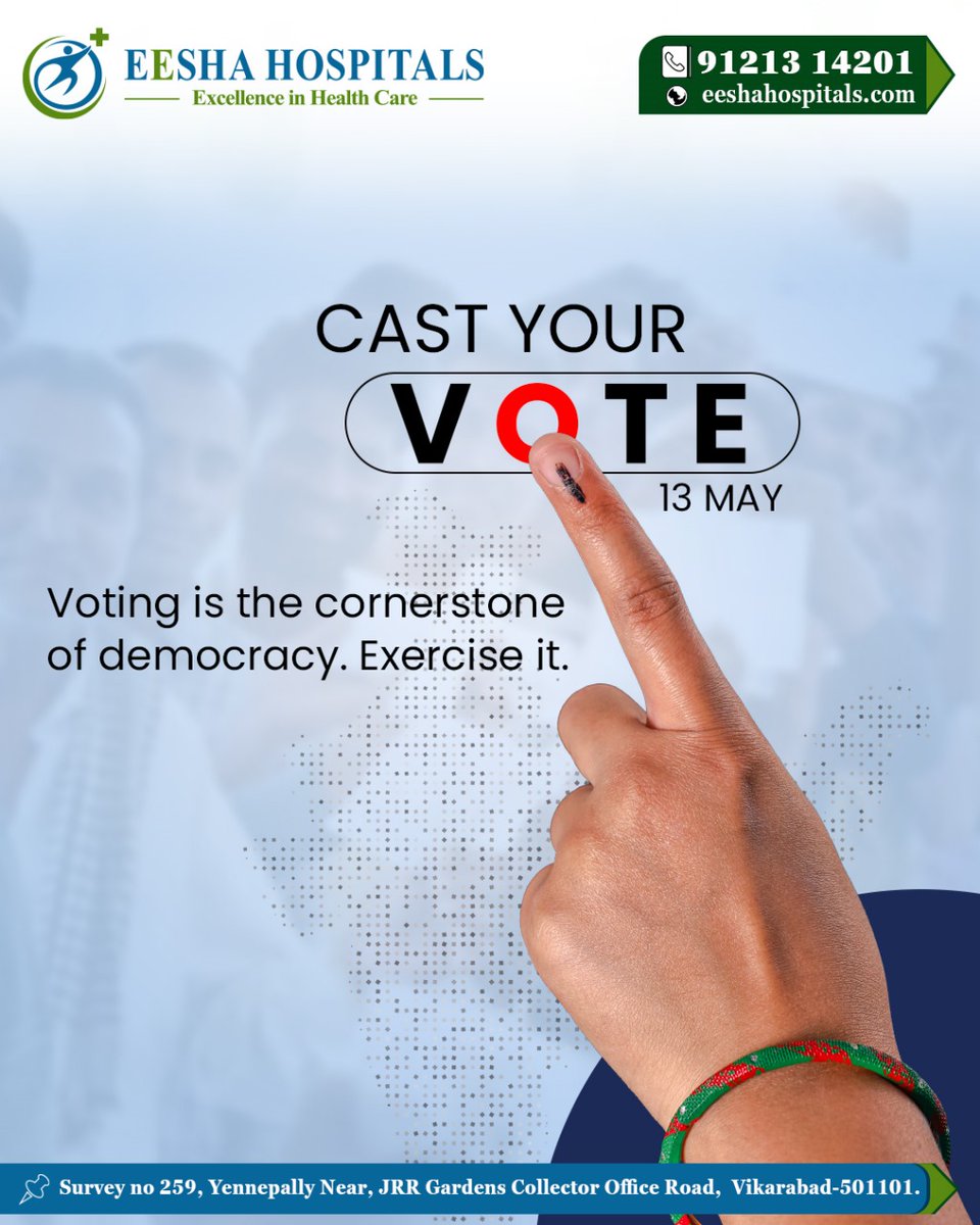 Voting is the Most Powerful Tool We Have to Create Change.

#VoteForChange #Eeshahospitals #vikarabad #VoiceYourVote #BrighterFutureAhead #MakeYourMark #DemocracyInAction #ElectionDay #YourVoteCounts #PowerToThePeople #VoteForProgress #ShapeTheFuture