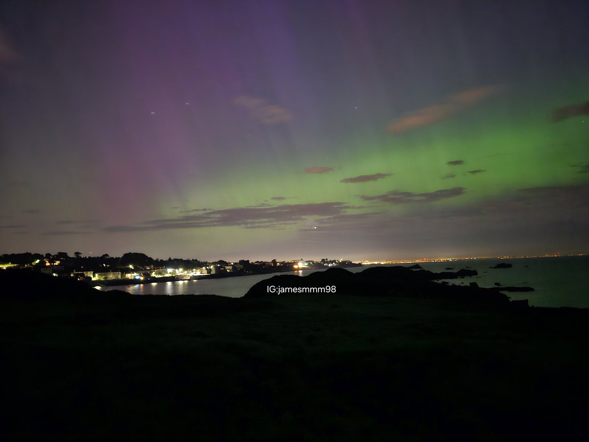 My favourite photo from last night camping out at Dalkey Island watching the aurora shine over Dublin. Speechless. #NorthernLights