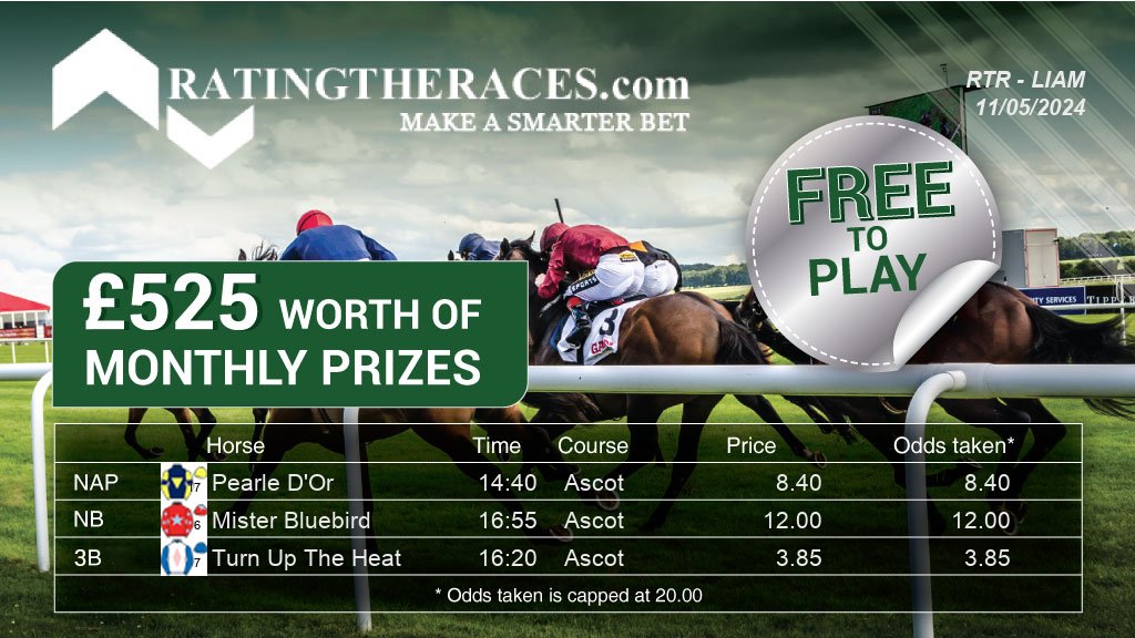 My #RTRNaps are: Pearle D'Or @ 14:40 Mister Bluebird @ 16:55 Turn Up The Heat @ 16:20 Sponsored by @RatingTheRaces - Enter for FREE here: bit.ly/NapCompFreeEnt…