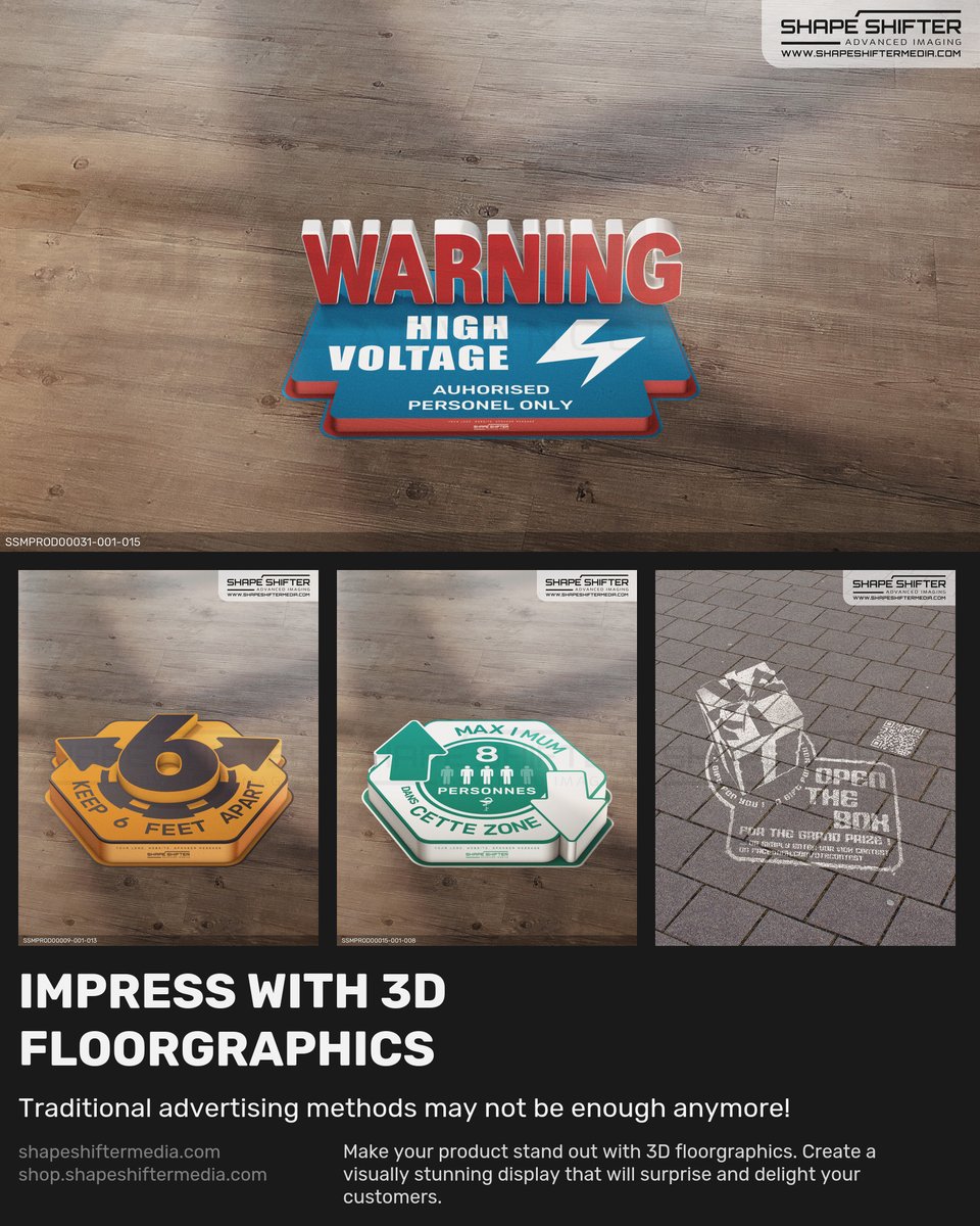 shapeshiftergfx's tweet image. ssm.li Make your product stand out with 3D floorgraphics. Create a visually stunning display that will surprise and delight your customers. #floormarketing #customfloorgraphics #floorvinyl #promotionalcampaign #anamorphosis #salestips #sidewalksalt
