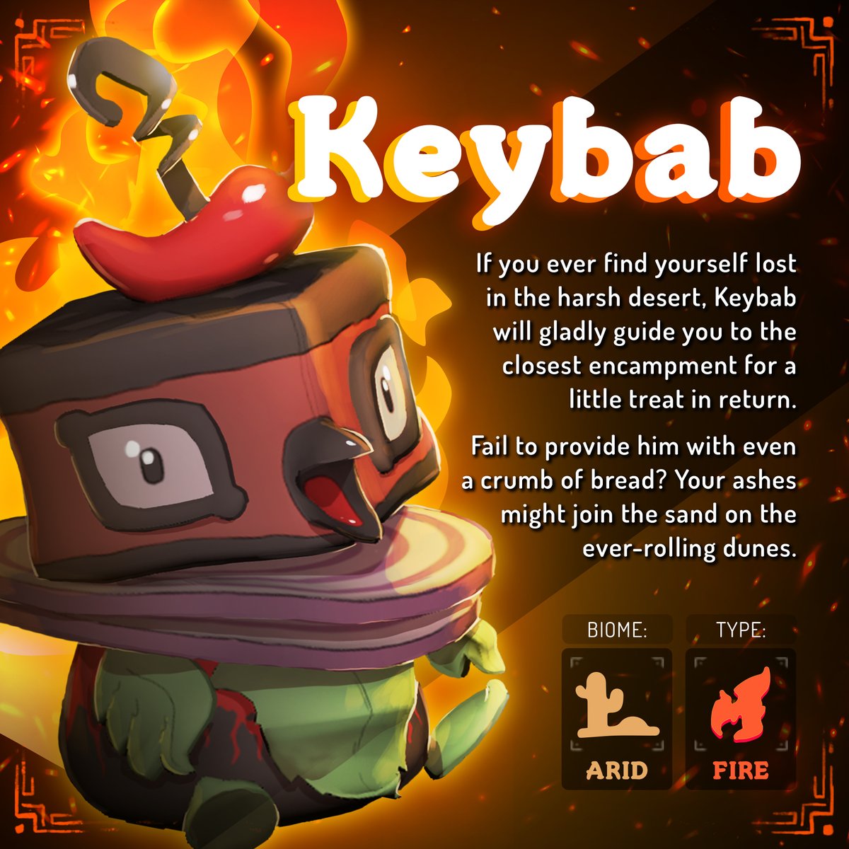 Setting the battlefield ablaze! Introducing Keybab 🥙 Encounter and hatch Keybab in Seekers of Tokane - Citrine 🟡 starting May 21st!