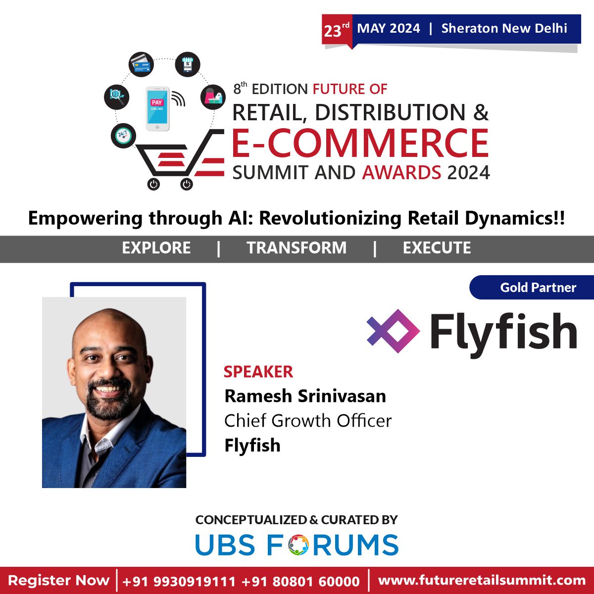 Prepare to be inspired by 𝗥𝗔𝗠𝗘𝗦𝗛 𝗦𝗥𝗜𝗡𝗜𝗩𝗔𝗦𝗔𝗡 our thought leader for our Exclusive event '8th Edition Future of Retail, Distribution & E- commerce Summit & Awards 2024 🗓️Date - 23rd May 📍Venue - Sheraton Delhi Register Now - shorturl.at/vHT02 #UBSFFOR2024