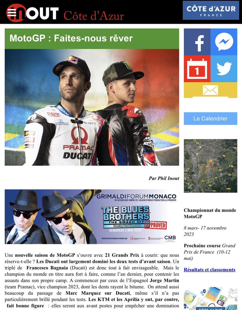 Aujourd’hui, qualifs et course sprint #GrandPrixdeFrance #MotoGP inout-cotedazur.com/2024/04/20/mot…