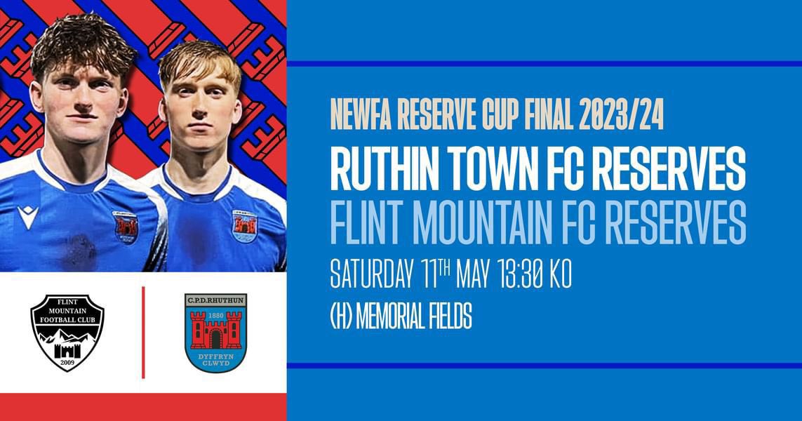 CUP FINAL DAY:

All the best to our Reserves today as they take on Flint Mountain Res in the NEWFA Reserve Cup final.

1:30pm ko

The sun is shining, the club / pitches looks superb, clubhouse is open so come along & support the lads.

Pob lwc hogie ⚽️