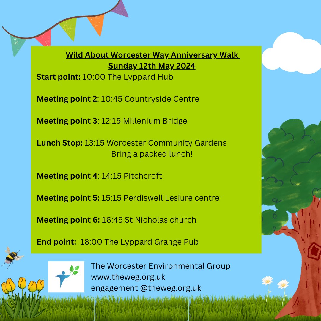 1st Year Wild about Worcester Way Way anniversary walk tomorrow (Sunday 12th). Really looking forward to walking all or part of the way with you. theweg.org.uk/wild-about-wor…
