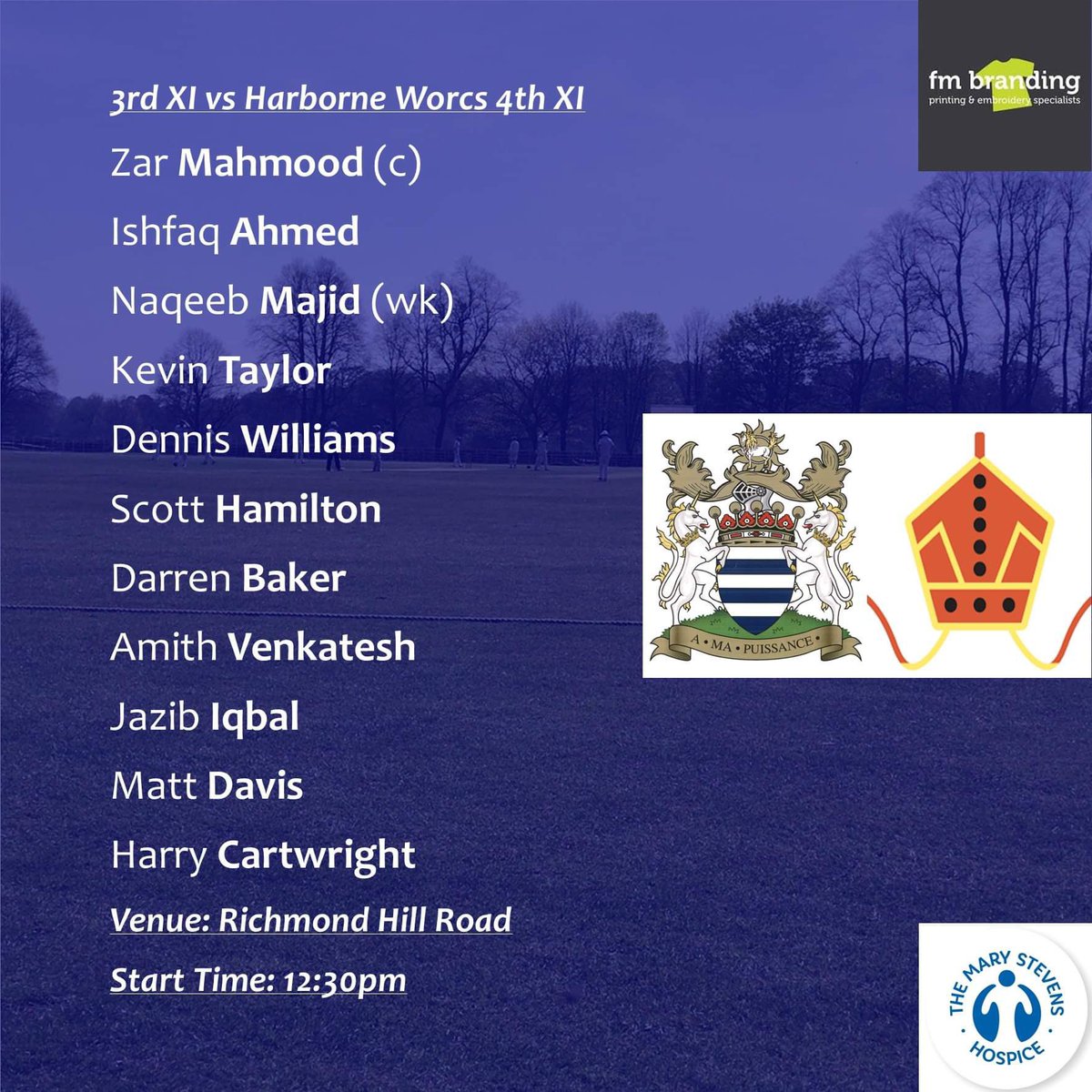 Team news is in for today’s fixtures! 1st and 2nd XI both play Alvechurch and Hopwood 3rd XI travel to Harborne Worcs 4th XI Once again a massive thanks to Foremost revival Interiors for being to match ball sponsor, your support is greatly appreciated ! @MSHospice @FM_Branding