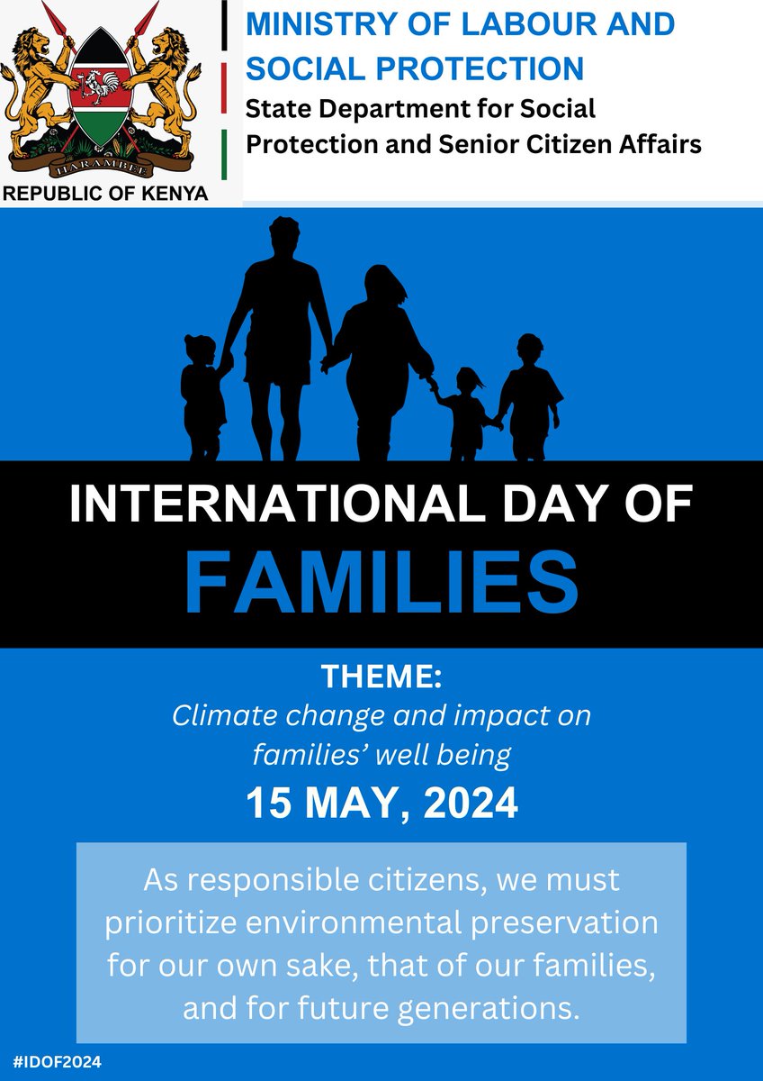 Coming Up!! The International Day of Families on May 15th @WaziriBore @PS_JosephMotari @UNICEFKenya @KCBGroup @WorldVisionKE @ChangeCare4Kids @sos_children @SaveChildren_Ke #IDOF2024 #FamilyDay