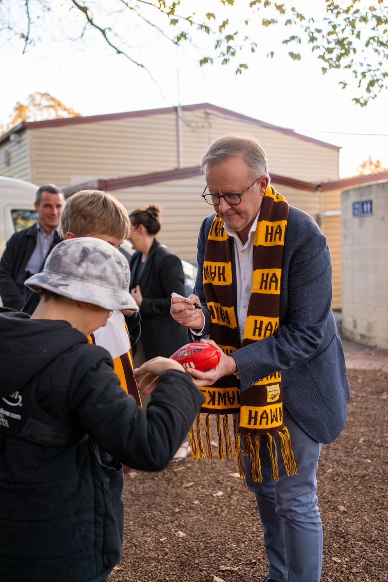 Tasmanians love their footy. You could feel the energy in Launceston today. It’s part of why I’m so proud we’re helping upgrade UTAS Stadium in Launceston. A great win by the Hawks today.
