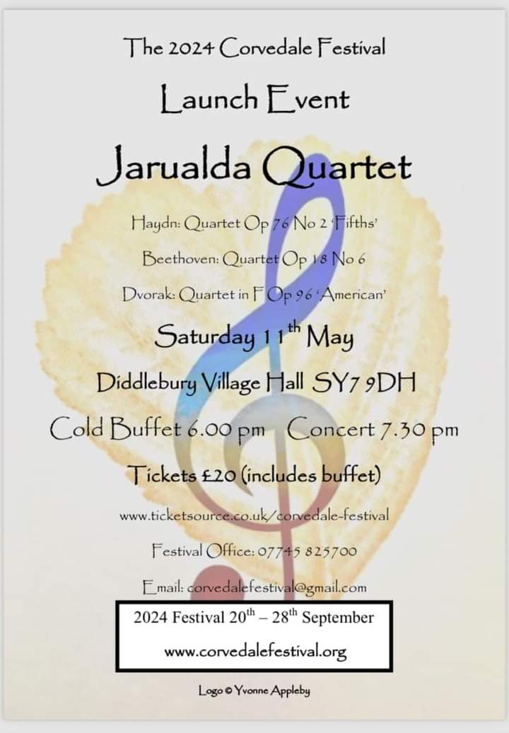 What a thrill to hear Dvořák's 'American' on @BBCRadio3 on the same day that Jarualda Quartet performs this gorgeous work to launch the 3rd Corvedale Festival 🤩

7.30pm start, Diddlebury Village Hall, Shropshire - come on and join us 🎻🎻🎻🎻❤️