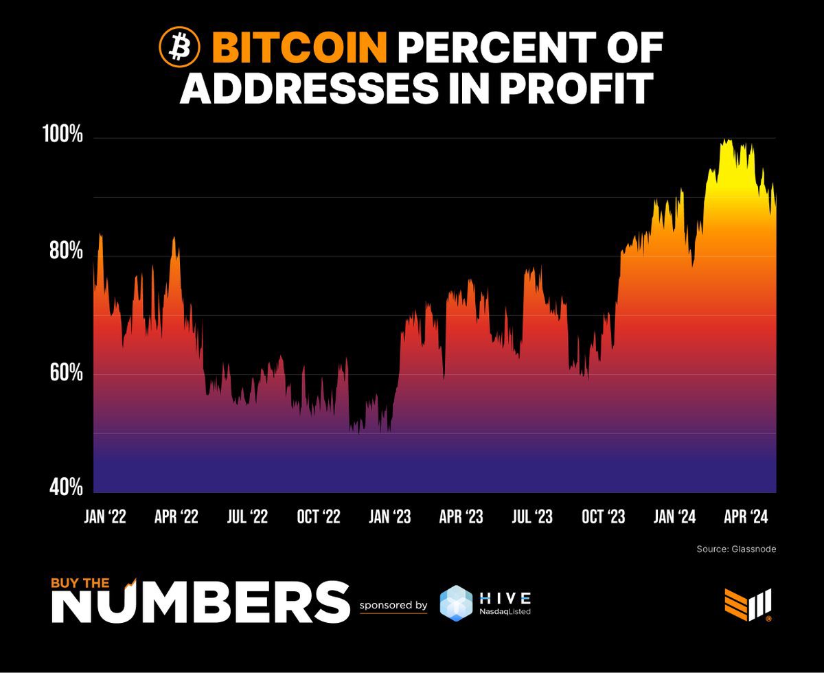 𝙉𝙀𝙒⚡️ #Bitcoin アドレスの86%以上が含み益のようだ🙌 ちなみに私も余裕でプラスです👍