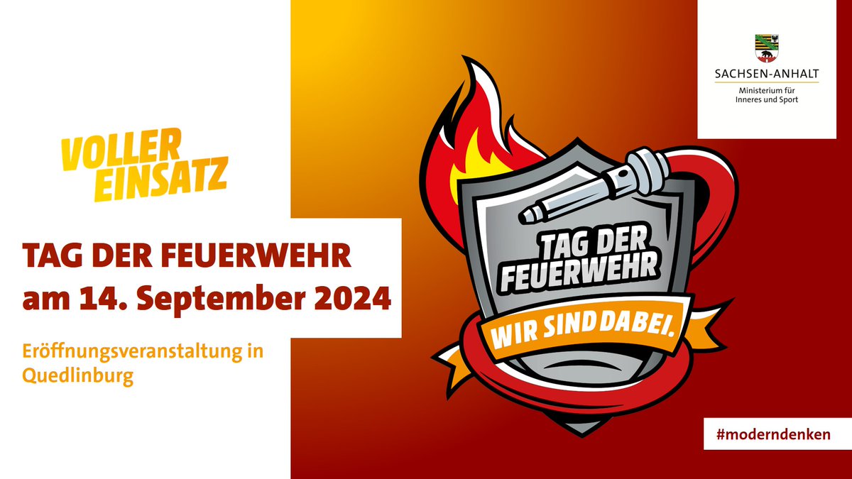 In @sachsenanhalt wird auch in 2024 wieder ein Tag zu Ehren der Feuerwehr organisiert. Unter dem altbekannten Motto „Voller Einsatz“ wird am 14. September der 7. Tag der Feuerwehr mit einer Veranstaltung in der Welterbestadt Quedlinburg eröffnet.🧑‍🚒🚒 Mehr: lsaurl.de/wPlRLm