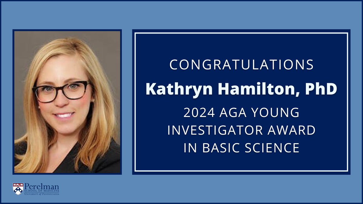 Congratulations to @KHamiltonPhD (@ChildrensPhila/ @PennMedicine), recipient of the 2024 @AmerGastroAssn Young Investigator Award in Basic Science! tinyurl.com/mry4a54f