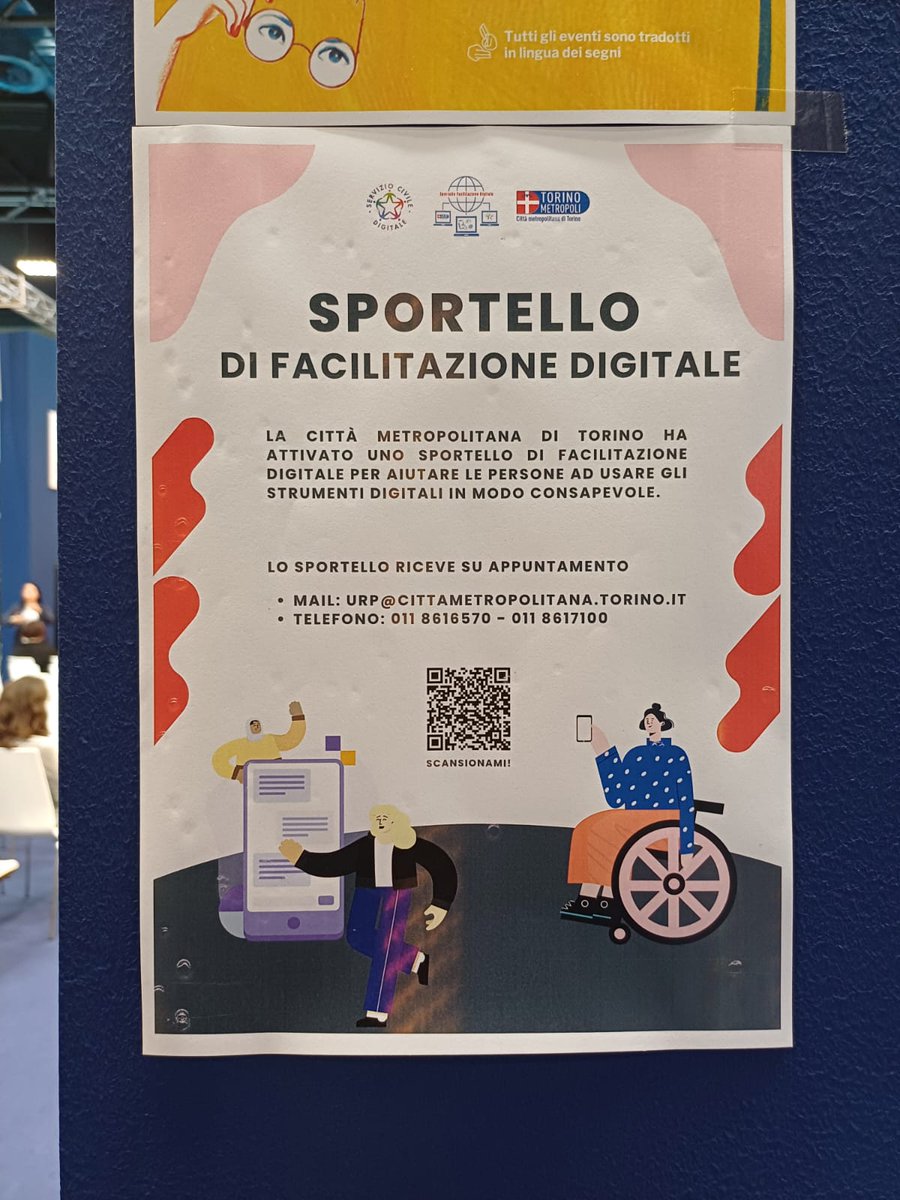 🤳La @CittaMetroTO ha attivato uno sportello di facilitazione digitale per aiutare tutti e tutte ad usare gli strumenti digitali, lo trovate al nostro stand al @SalonedelLibro 📚