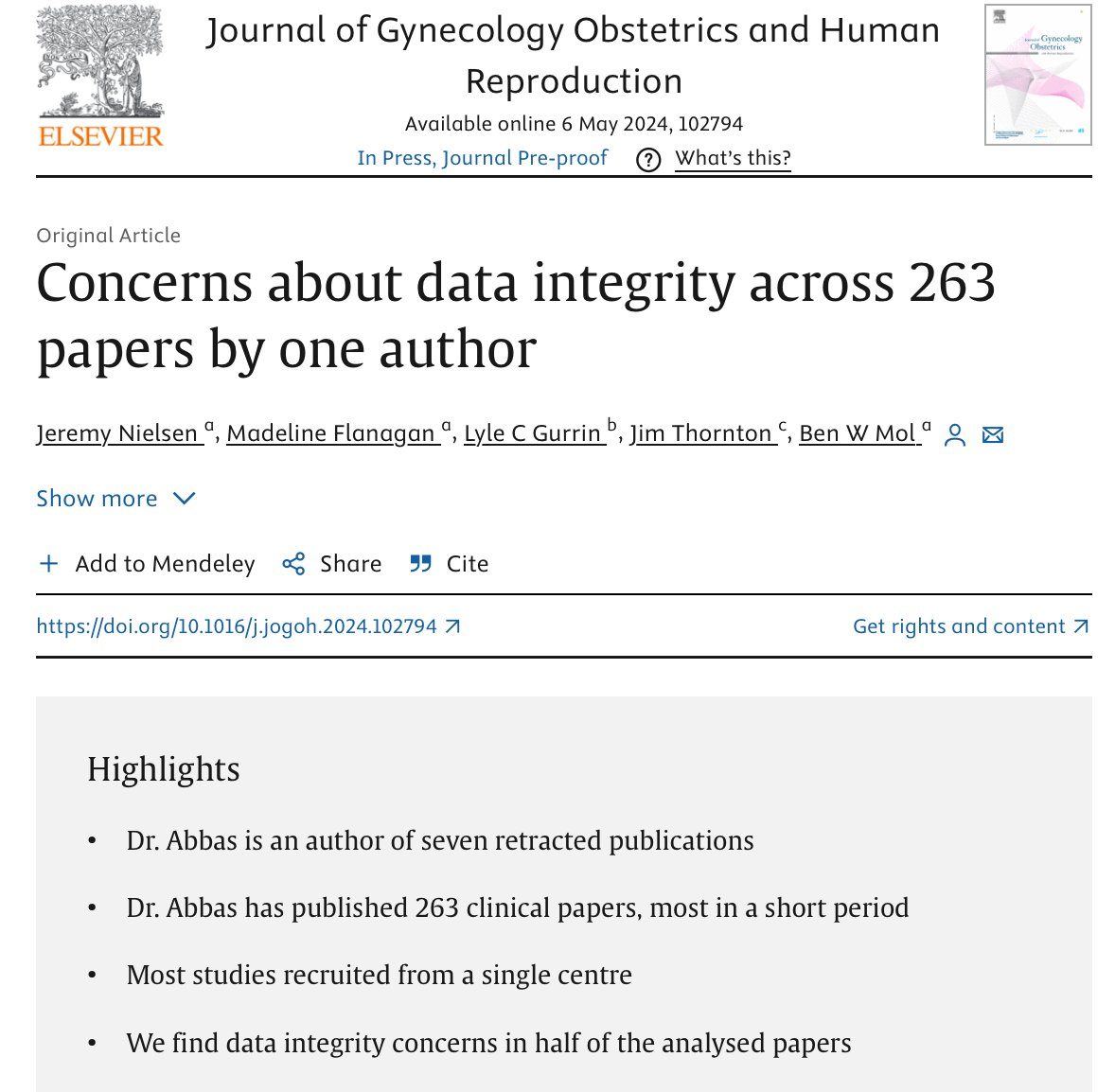 Is scientific fabrication additive? A desperate shout for attention, perhaps. 263 papers with 74,667 people between 2009 and July 2022, 72% recruiting from one hospital in Egypt. There were 88 ongoing studies in May 2017.