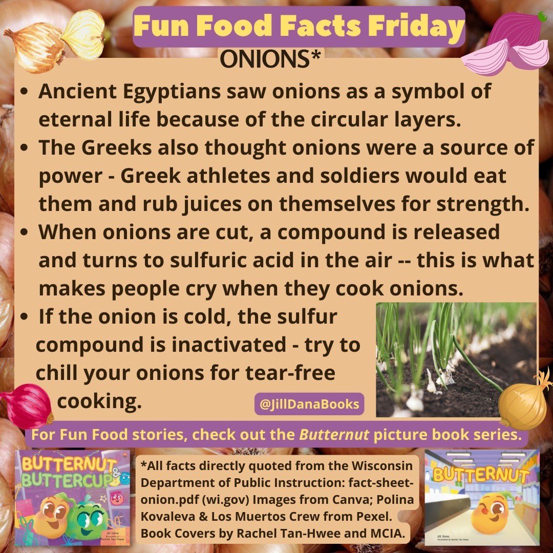 Fun Food Facts Friday - #FunFacts

Onion 🧅 

For more #FunFoodFactsFriday, visit @JillDanaBooks on Instagram.

#FoodFacts #ForKids #WhereFoodComesFrom #Onion #Veggies #Facts