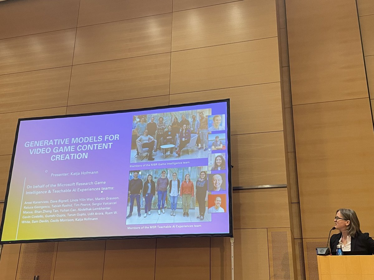 Roberta Raileanu (@robertarail) on Twitter photo Inspiring talk from <a href="/katjahofmann/">Katja Hofmann</a> on how we can empower game creators with learned action and world models! The video game generation results look very impressive! At the GenAI for Decision Making workshop #ICLR2024 Inspiring talk from <a href="/katjahofmann/">Katja Hofmann</a> on how we can empower game creators with learned action and world models! The video game generation results look very impressive! At the GenAI for Decision Making workshop #ICLR2024