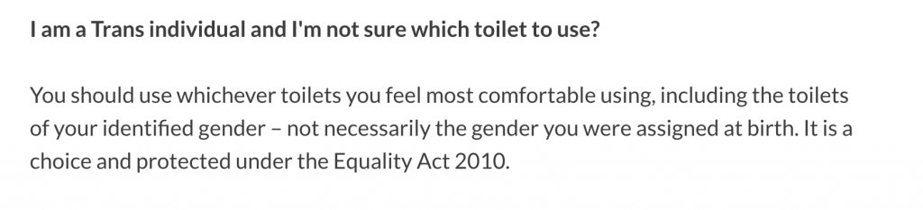Send in guidance that straightforwardly misstates the Equality Act. The Equality Act allows a service provider to provide single or separate-sex services. It does not give people the right to access services for the opposite sex.