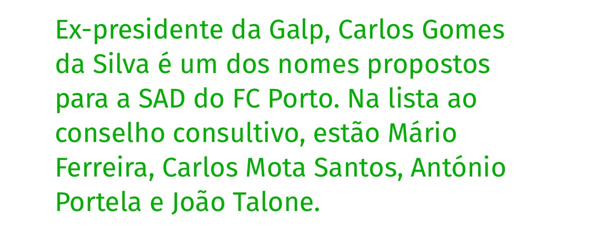 Carlos Gomes da Silva como vice-presidente da SAD do FCPorto é um nome apresentado ninguém estava à espera. 

Mais um reforço de peso para a estrutura de André Villas-Boas.

O seu histórico fala por si. 

Passar do “mamão” Caldeira para Gomes da Silva é um upgrade enorme.