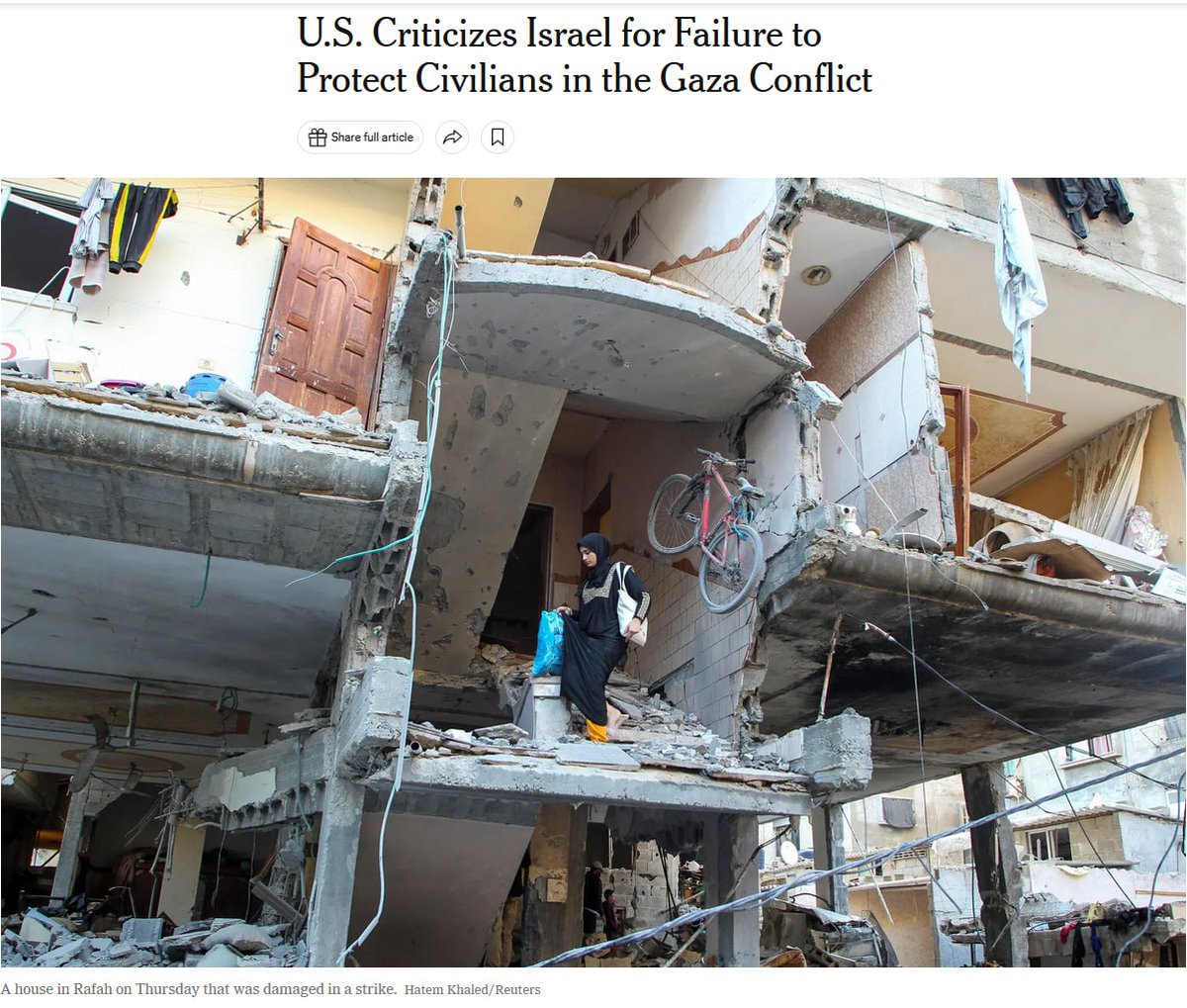 #11maggio Mettete a confronto i paroloni dei presunti esperti con questa immagine di una donna sulle scale di un palazzo sventrato dalle bombe. Dov'è la verità della guerra? Intanto persino gli USA dicono che civili a Gaza non sono protetti, violati diritti umani. Fino a quando?