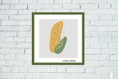 Tango Stitch easy cross stitch designs: Abstract leaf orange green herbal cross stitch pattern tangostitch.blogspot.com/2021/03/abstra… 
#crossstitchpattern #crossstitch #needlecraft #stitching #embroidery