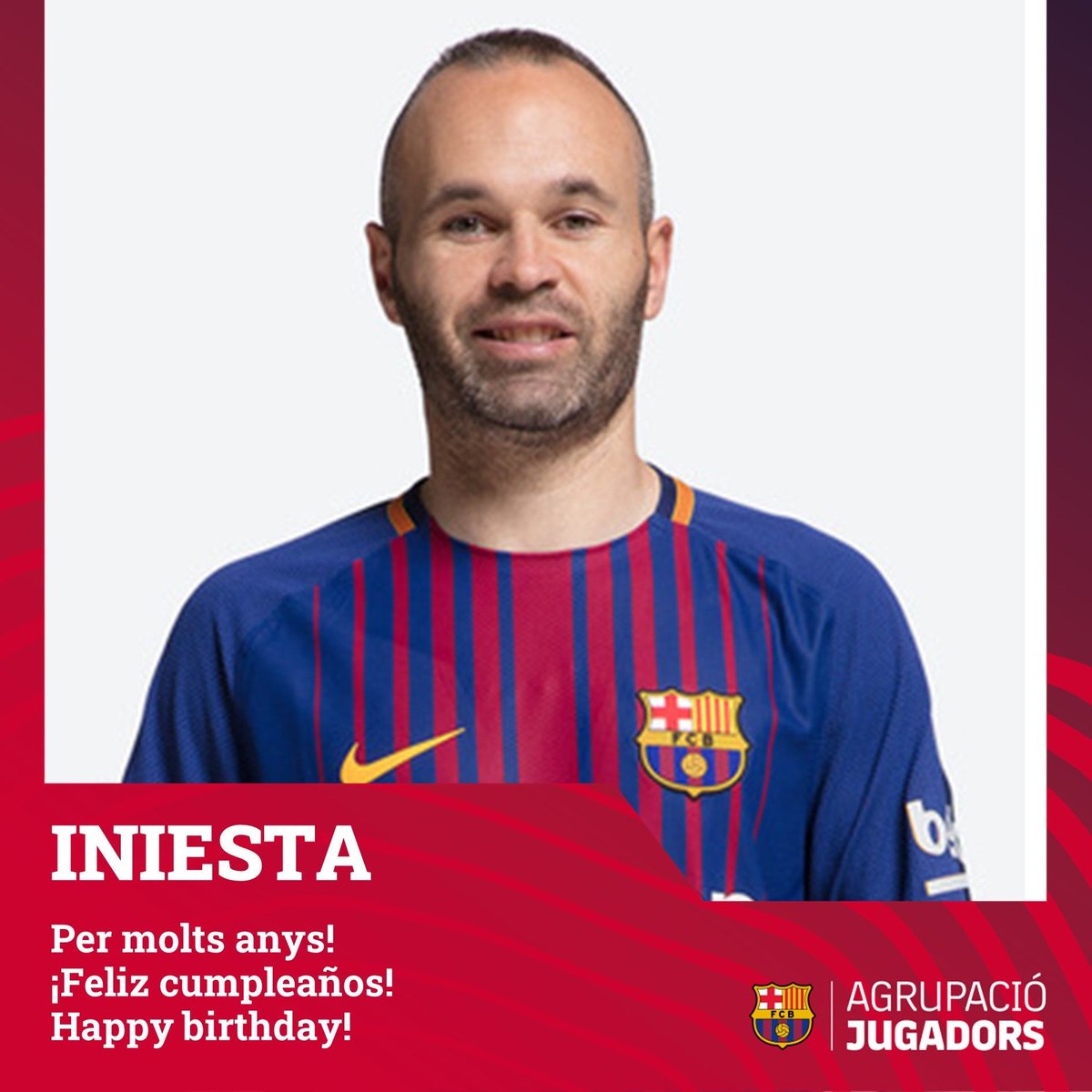 PER MOLTS ANYS @andresiniesta8!! 📊 Estadístiques amb el Barça: ⚽ 759 partits 🥅 66 gols 🏆 Quants títols ha guanyat amb el Barça? Descobreix-ho aquí: buff.ly/44DAxlT #hbd #playersfcbarcelona #agrupaciojugadors #seguimenjoc