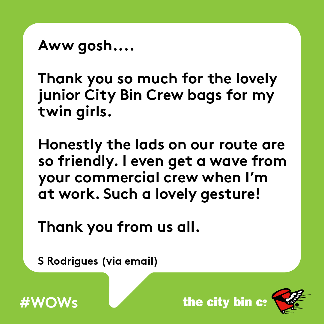 #Wow of the week! This feedback makes our week ⭐ #CBJ #TheCityBinCo #CX #Service