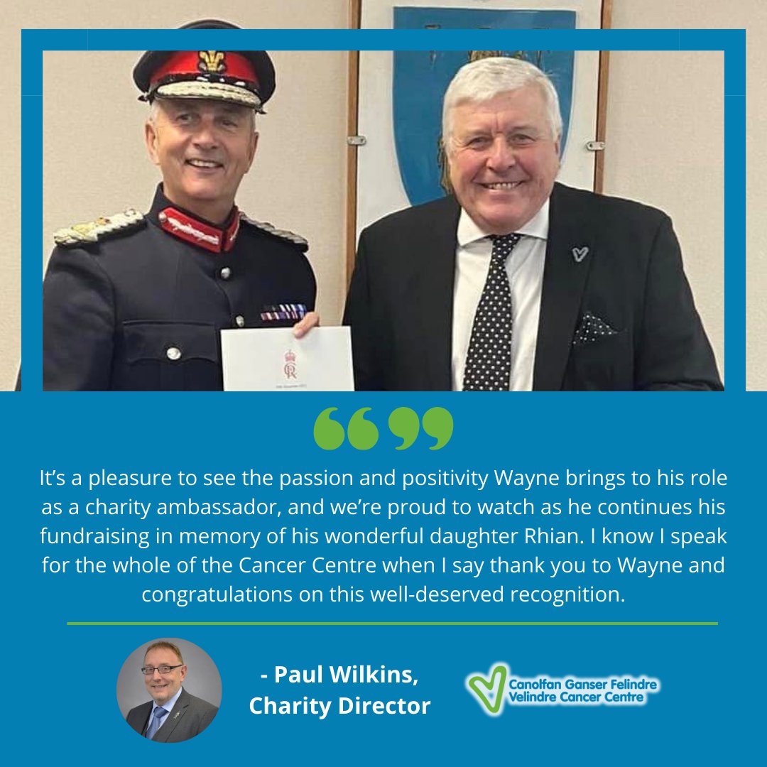 🥇 An inspirational fundraiser for <a href="/Velindre/">Velindre Cancer Centre Fundraising</a> has been presented with a British Empire Medal.

Wayne Griffiths received the honour for his amazing fundraising efforts in memory of daughter Rhian, who sadly passed away in 2012.

Read more: 📰🔗 velindre.nhs.wales/news/latest-ne…