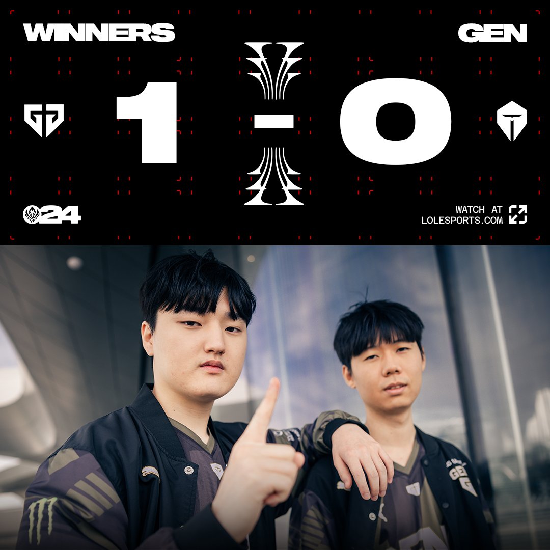 lolesports's tweet photo. DOMINANT game 1 by @GenG! #MSI2024 https://t.co/CjiDmB5xR6