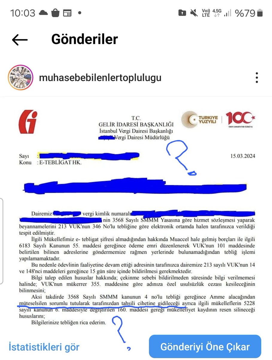 #MuhasebeYangınYeri İşaretli yere dikkat! Mukellefin 6183den borcunu 3568deki Mali Musavire baglayip istemek!!! -E Tebligat nerede? -Yoklama Memurlarimiz ne yapiyor? -Borcun Sahsiligi? -Suclu yakalanmayinca avukatini mi hapse atiyoruz? :) Konudan haberiniz var mi @gibsosyalmedya?