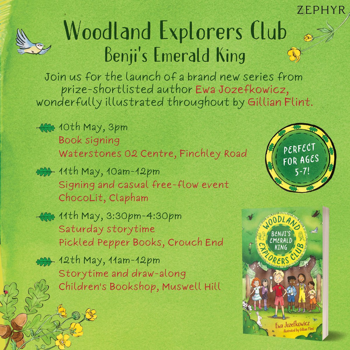 Benji and the Woodland Explorers have a busy weekend with author @EwaJozefkowicz and illustrator Gillian Flint 🌳
 
Join in the #WoodlandExplorersClub adventure at these brilliant events across London, celebrating the brand new series for readers aged 5+