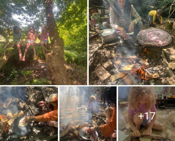 Friday's back to back Rewilding Childhood sessions, on our land 'The Temple in Sussex' with Sundeep teaching the children to make Punjabi Indian flatbread (phulka). One of our families had three generations in attendance (grandmother, with her adult son and his children). Over…