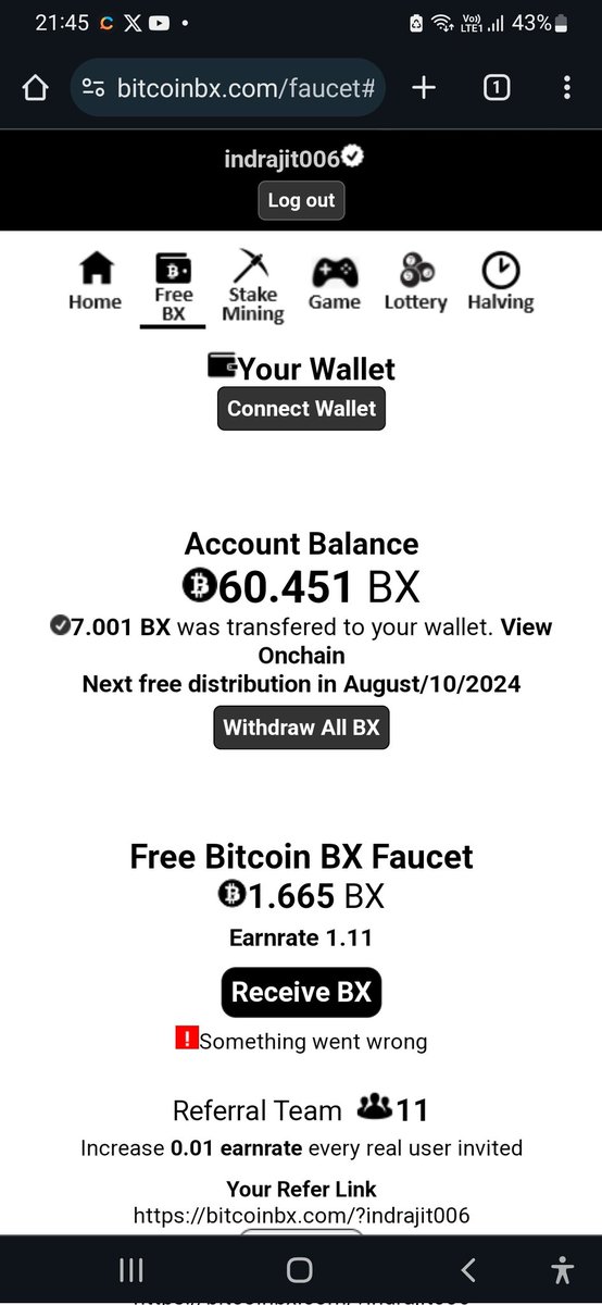@BitcoinBX Clam options not working 6days everytime showing something wrong
