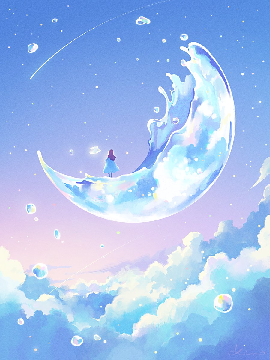 1girl solo long hair dress outdoors sky cloud  illustration images