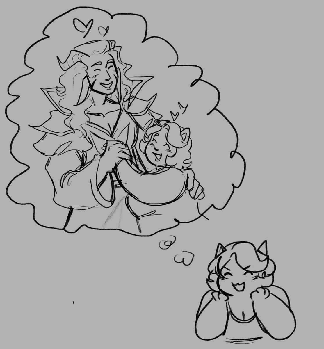 Sketch of HCatty dreaming with HAsriel #UndertaleAU