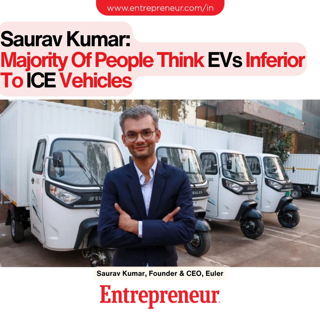 Majority Of People Think EVs Inferior To ICE Vehicles: Saurav Kumar Read: ow.ly/FX2M50RCk2c #InnovationInEV #SustainabilityMatters #ElectricRevolution #ZeroEmissions #GreenTech #FutureOfMobility #CleanEnergy #SustainableMobility