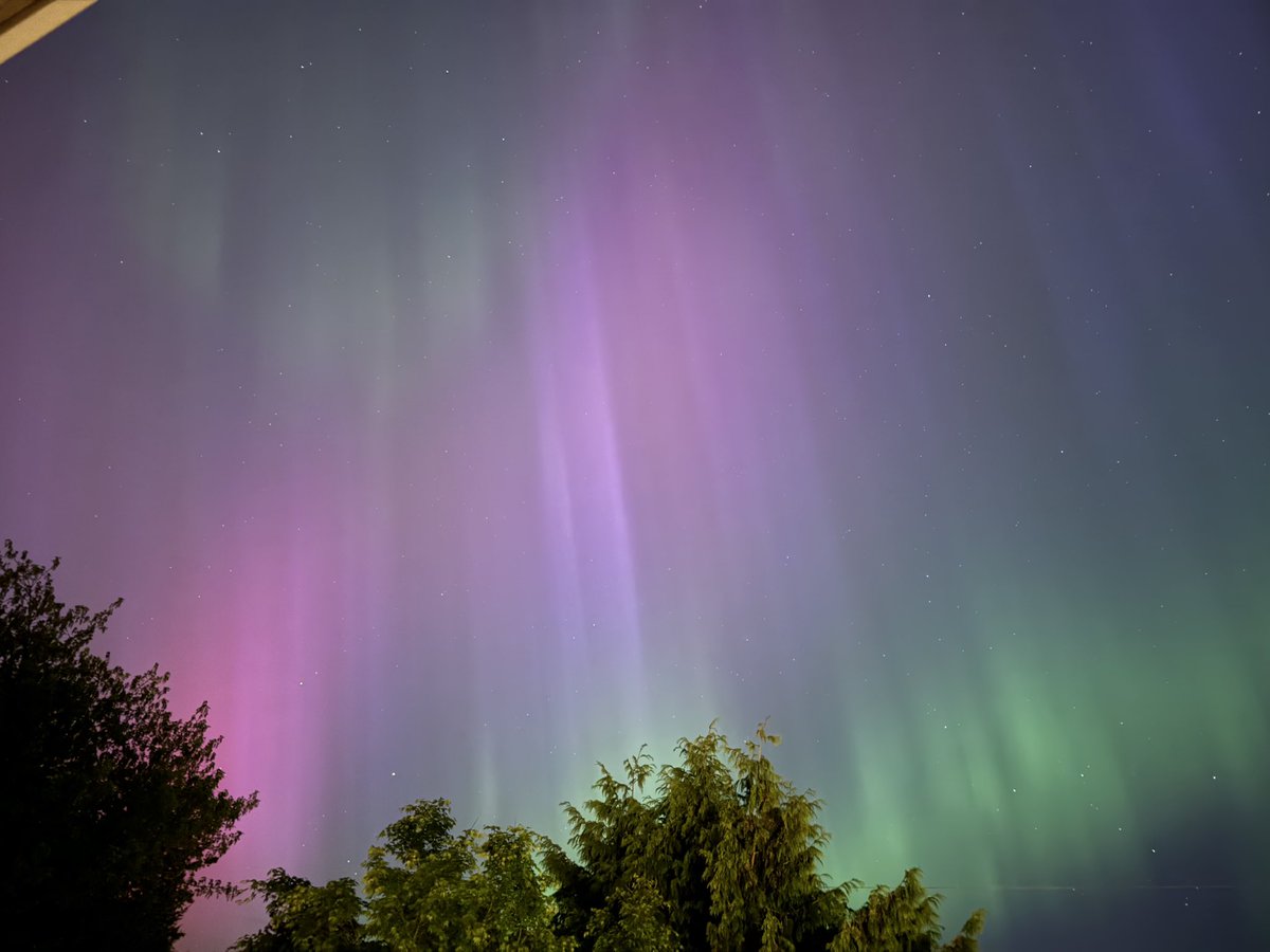 The aurora, taken in my parents neighbourhood First photo from my mom, second photo from my dad’s back yard, taken by my kid