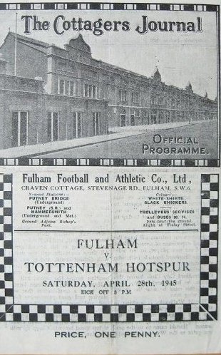 Programme cover for the Fulham v Tottenham Hotspur clash back in 1945 #FFC #Fulham #THFC #Spurs #Programmes