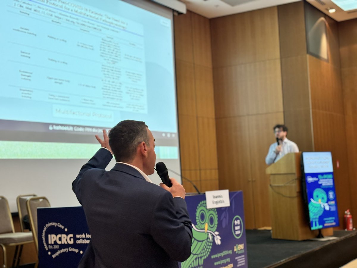 IPCRG's tweet photo. Matthieu Bremond and Ioannis Vogiatzis on pulmonary rehab for long covid @ProfessorIoann1 #ipcrgathens2024 https://t.co/ONdLY2KHjh